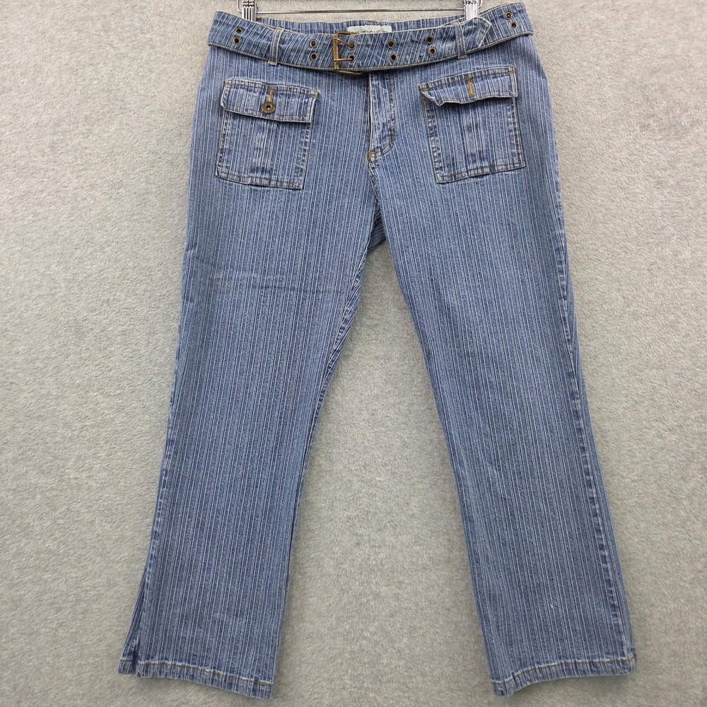 VTG Y2K Utility Streetwear ALFREDO VENINI Stretch Belted Textured Jeans Women 30